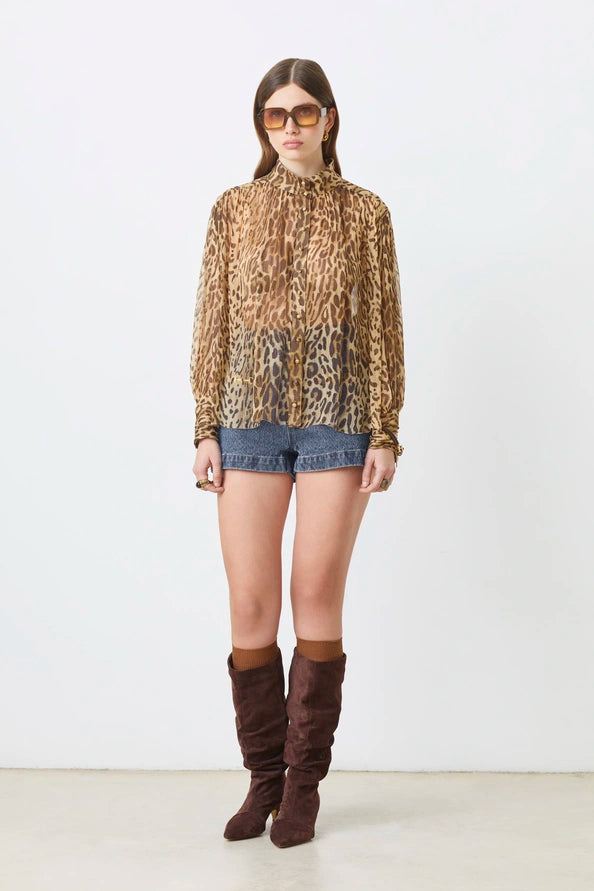 The Lux Leopard Voile blouse