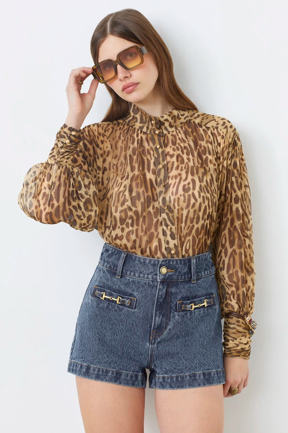 The Lux Leopard Voile blouse