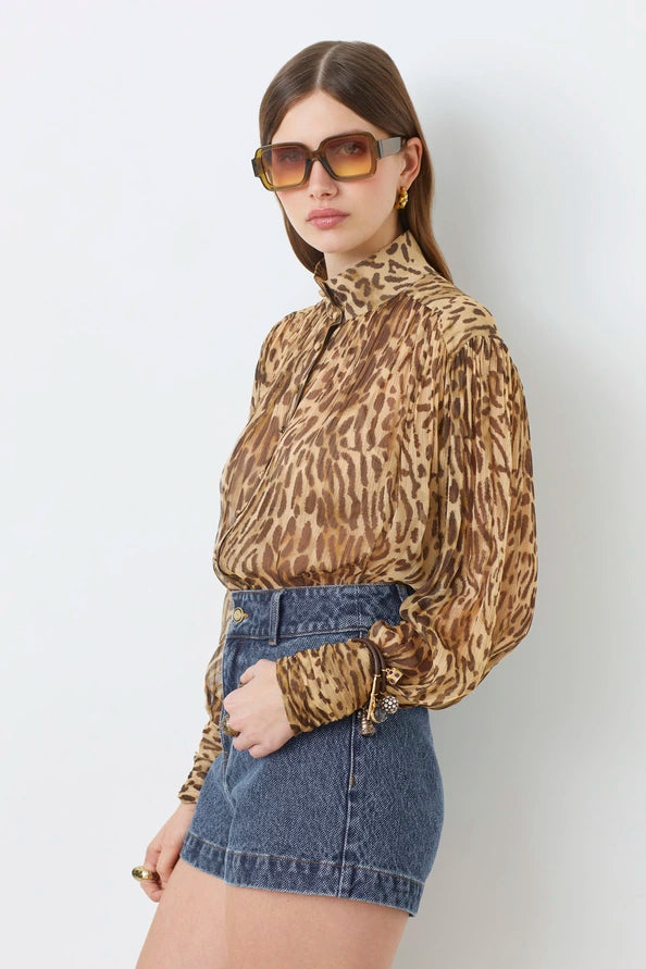 The Lux Leopard Voile blouse