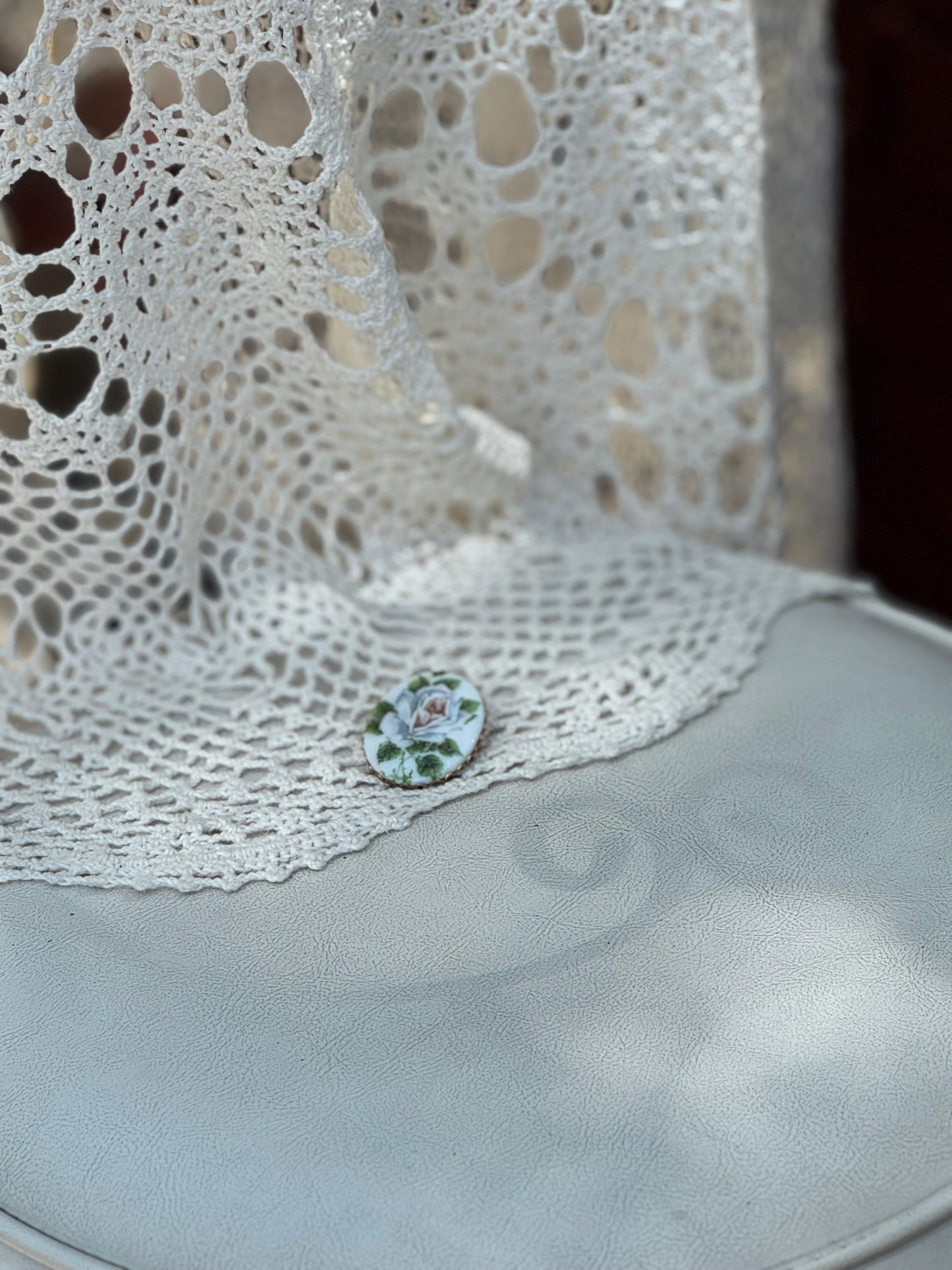 Vintage Porcelain Rose Brooch