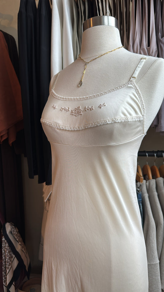 Vintage soft cream slip with flower detailing