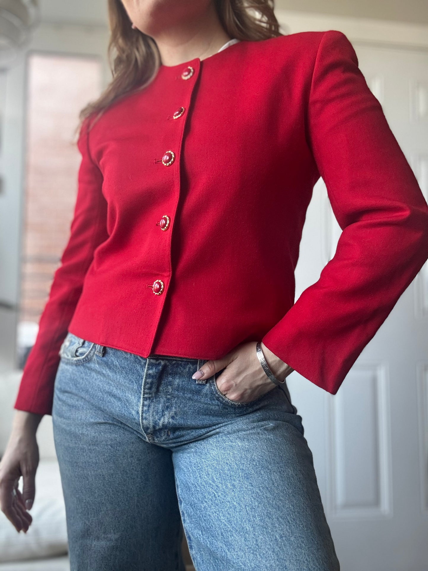 1970s/early 1980s Evan-Picone for Lord & Taylor 100% wool cropped blazer