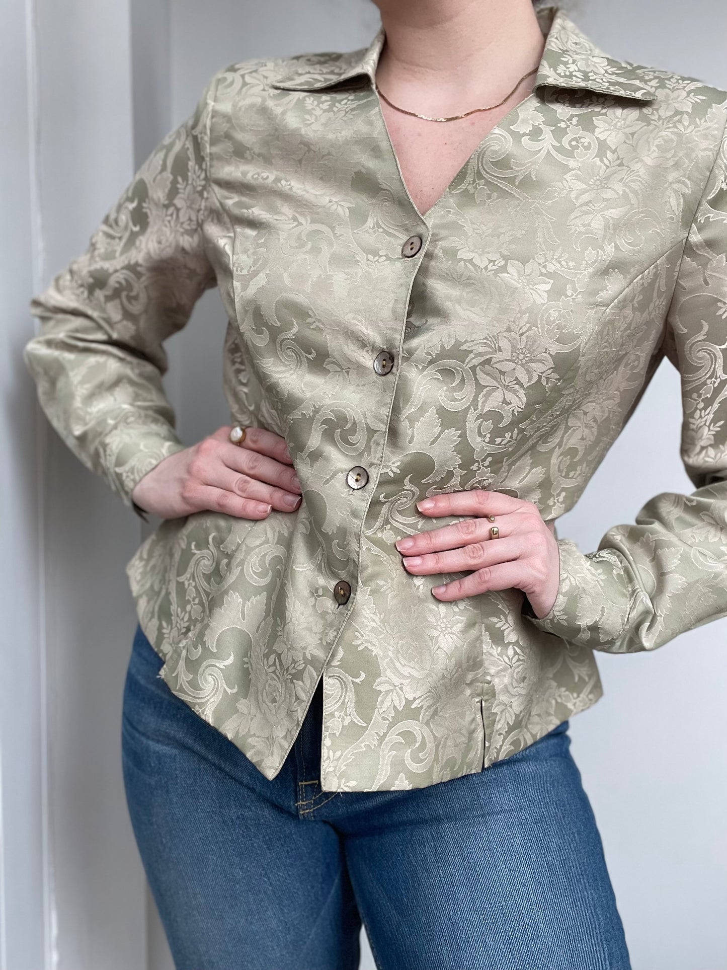 Vintage Italian Inspired Structured Tapestry Blouse