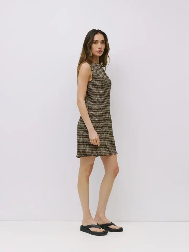 The Sabrina Dress in Crinkle Brown