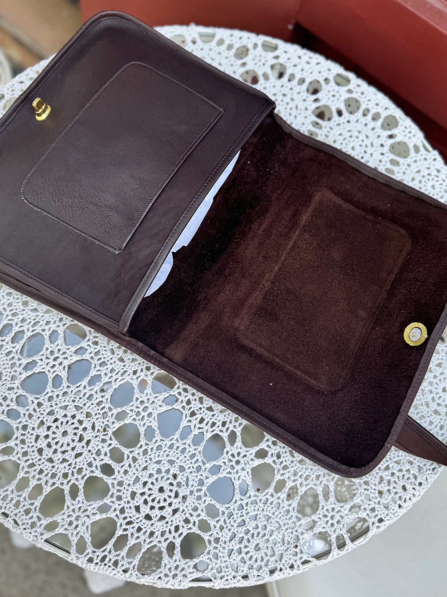 Rare 1970s Coach Mocha Suspender Bag (9490)
