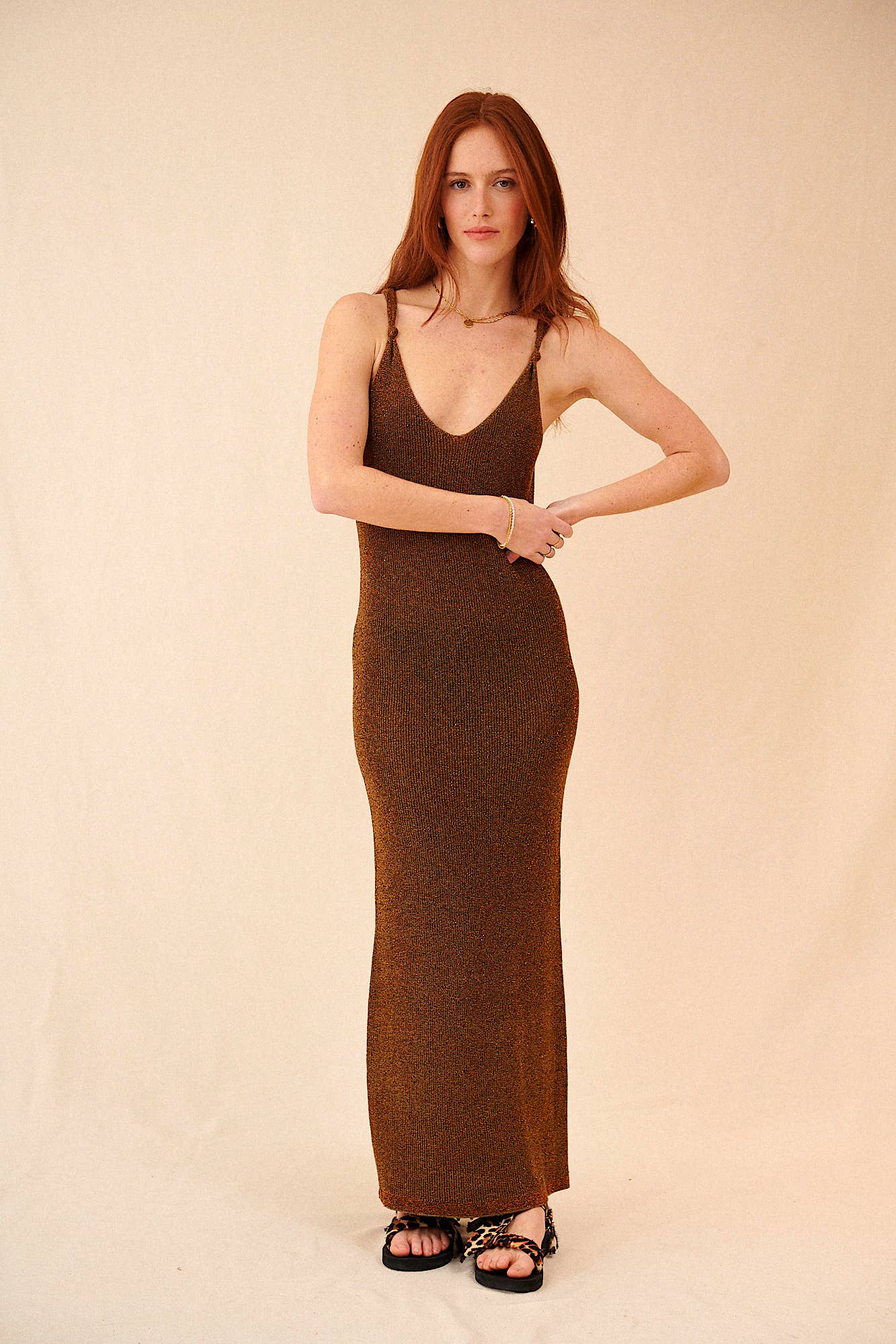 The Sibille Knit Midi Dress in Rust