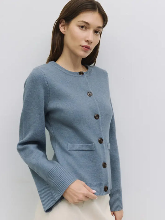 The Tyler Bell Sleeve Cardigan in Sailor Blue