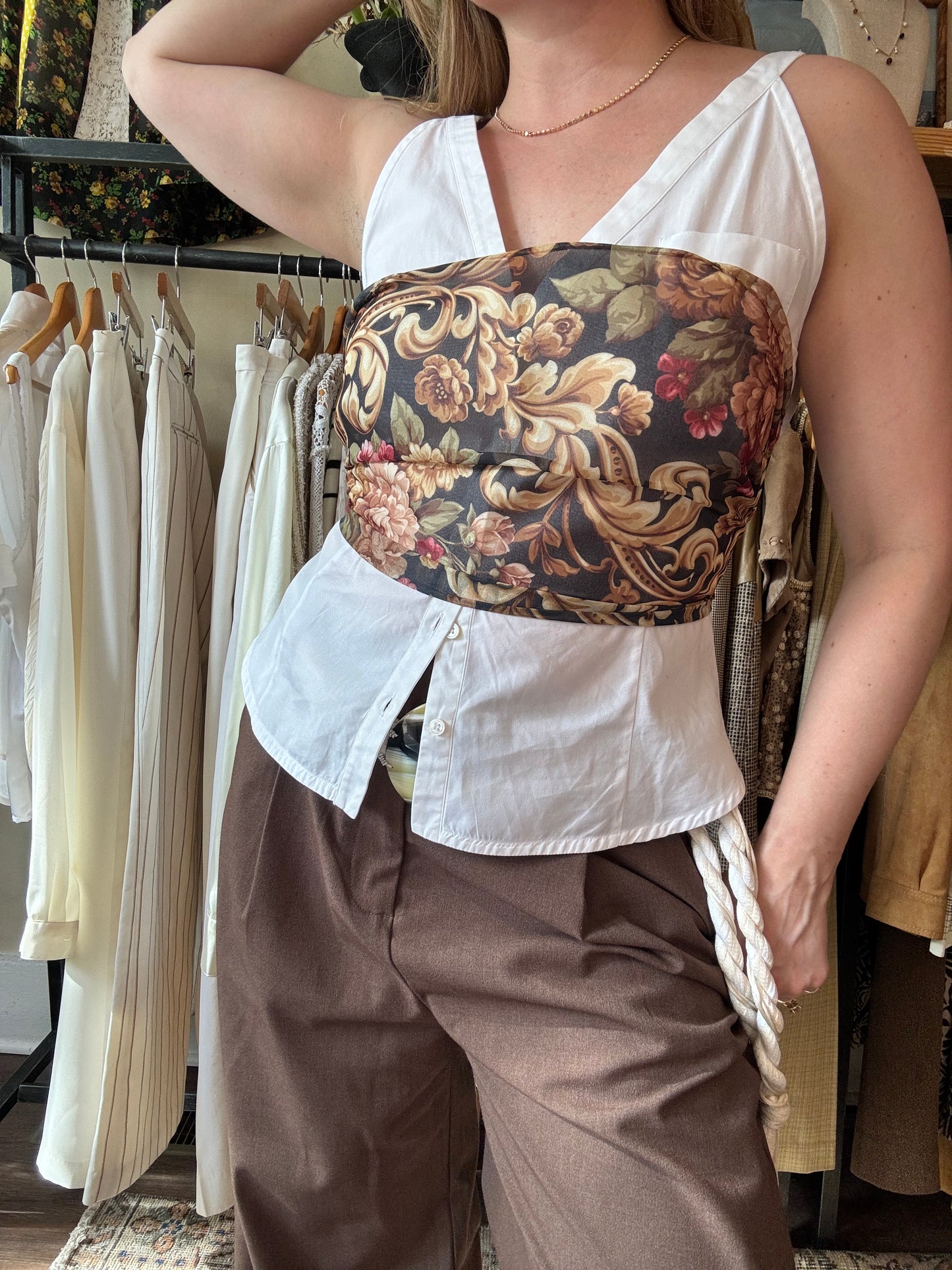 Vintage Floral Rectangular Scarf