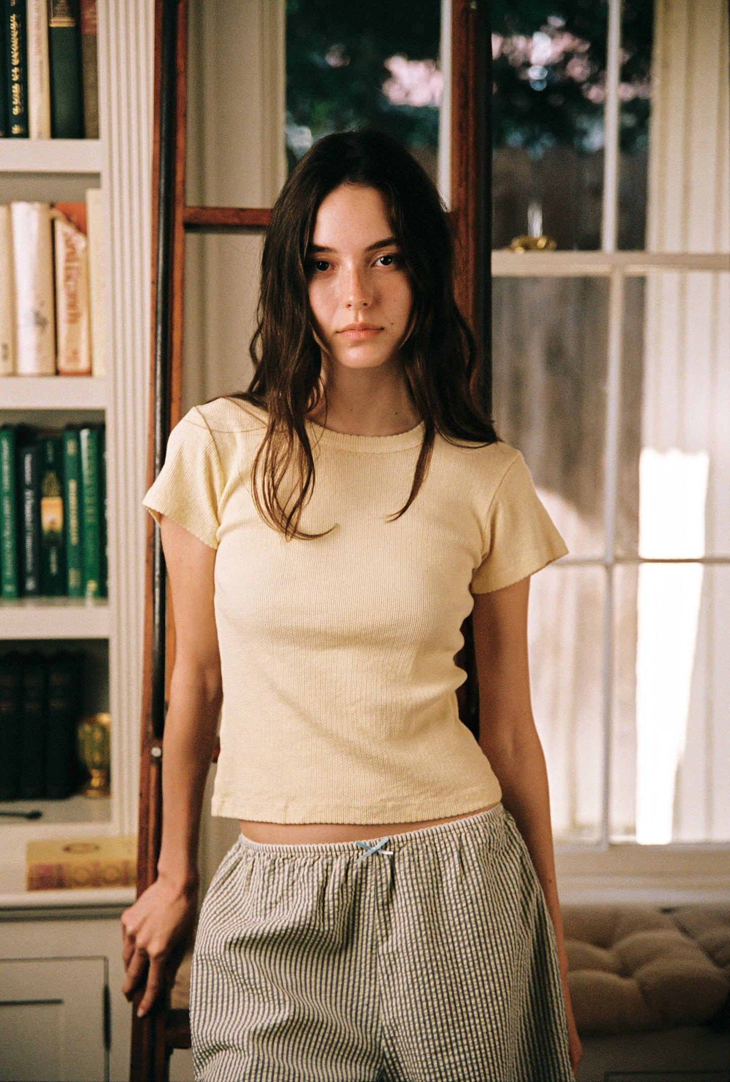 Seersucker Sleep Short in Lemondrop Stripe