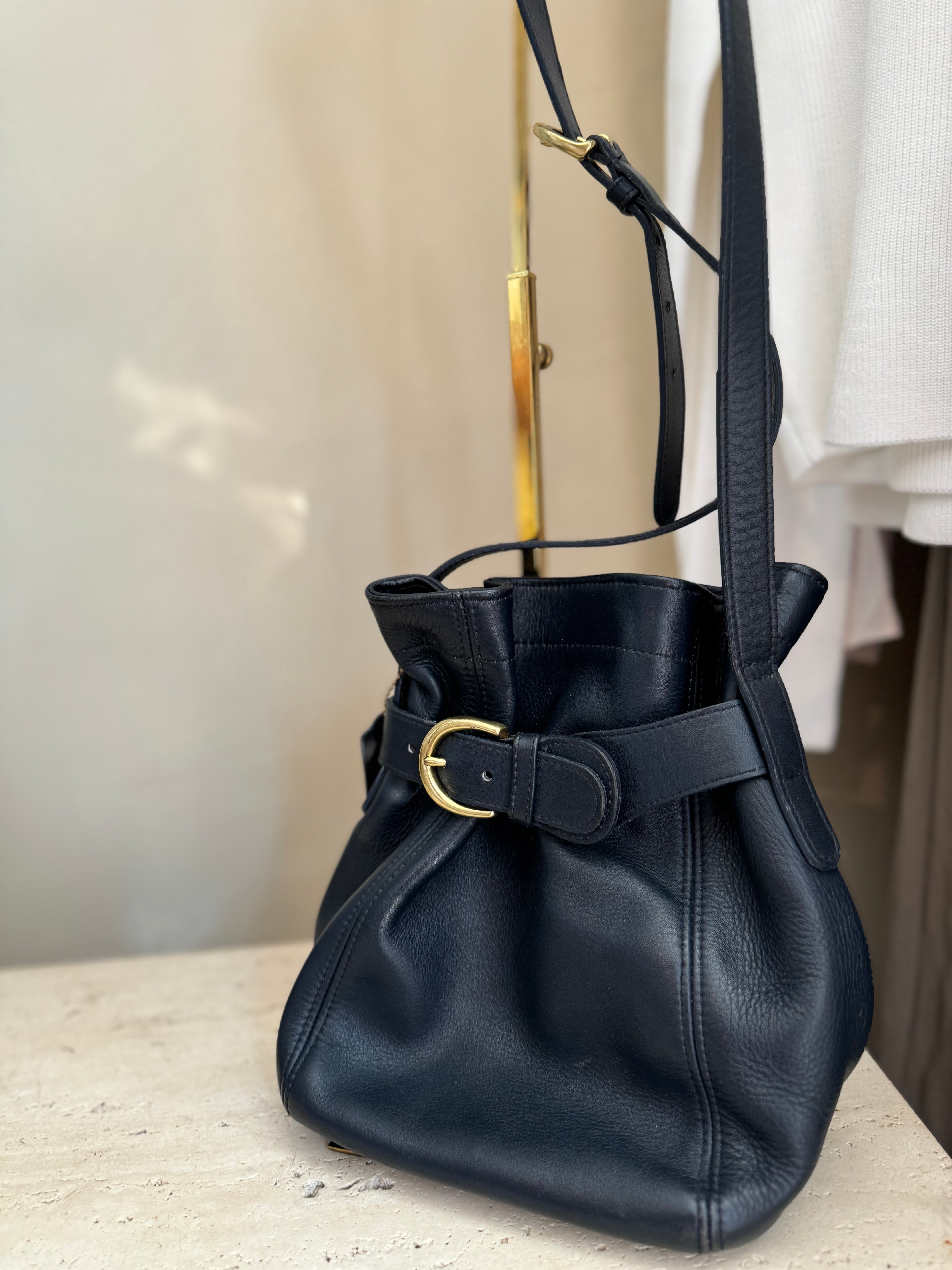 Coach small bucket bag leather store navy