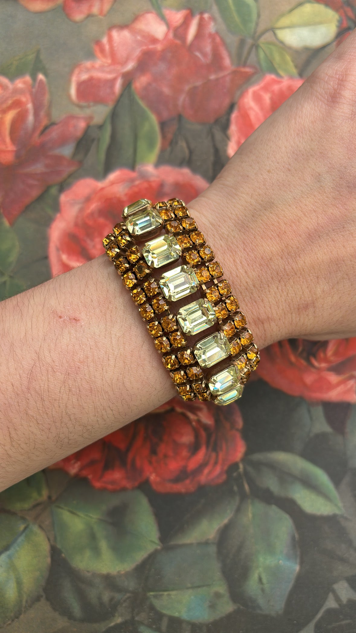 Gold & Green Costume Jewelry Bracelet