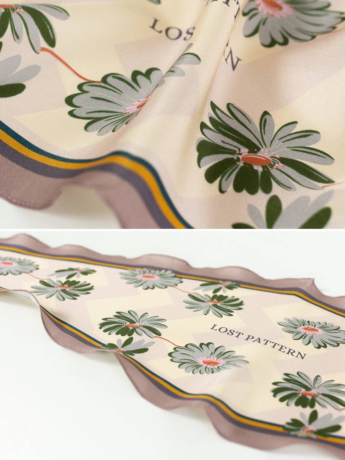 Daisy Silk Diamond Neckerchief in Agate Grey