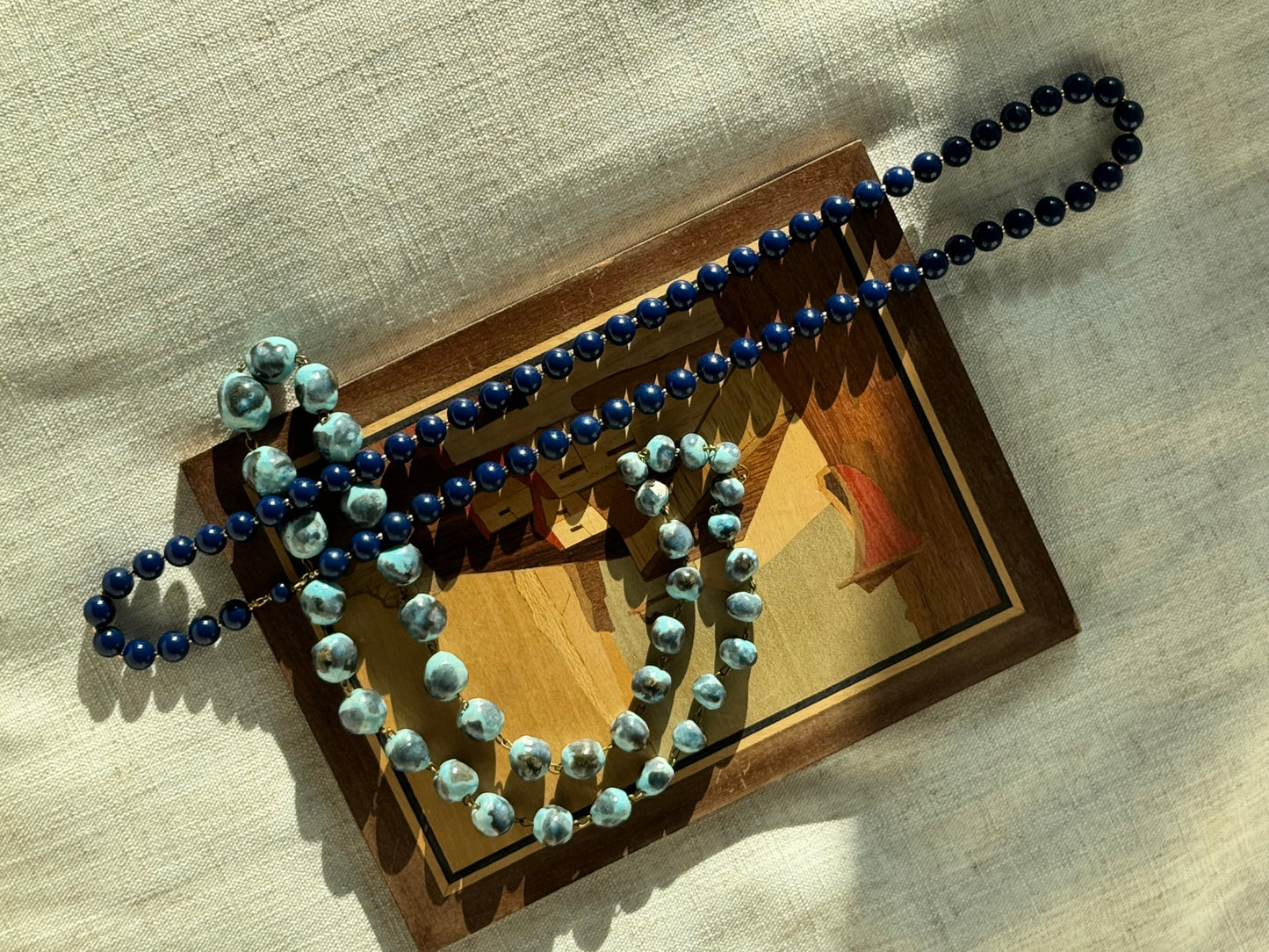 Vintage Trifari blue beaded necklace