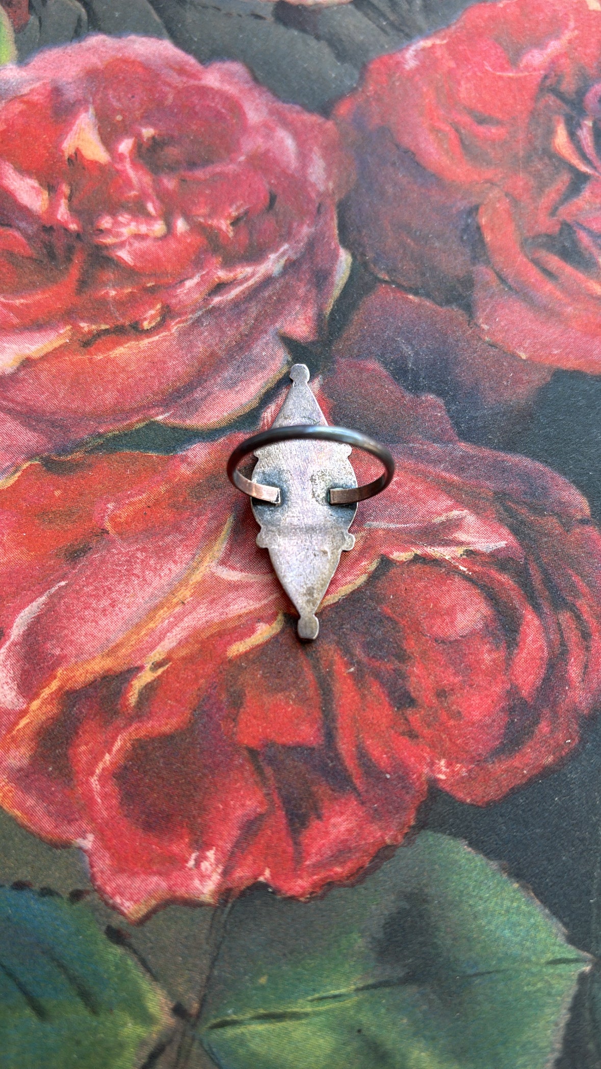 Jill Turquoise & Coral Diamond Navajo Mexican Sterling Ring