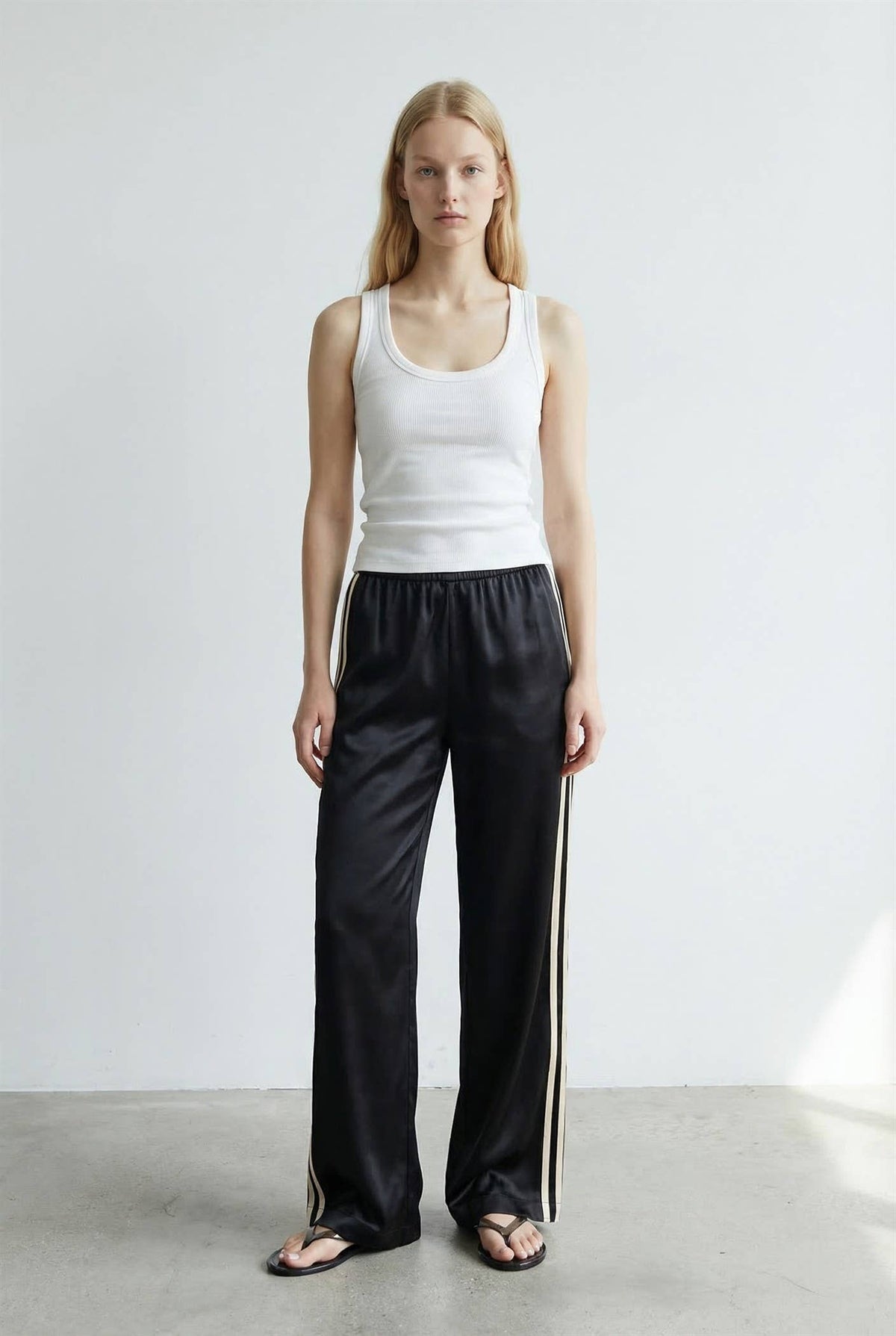 Side Stripe Satin Pants