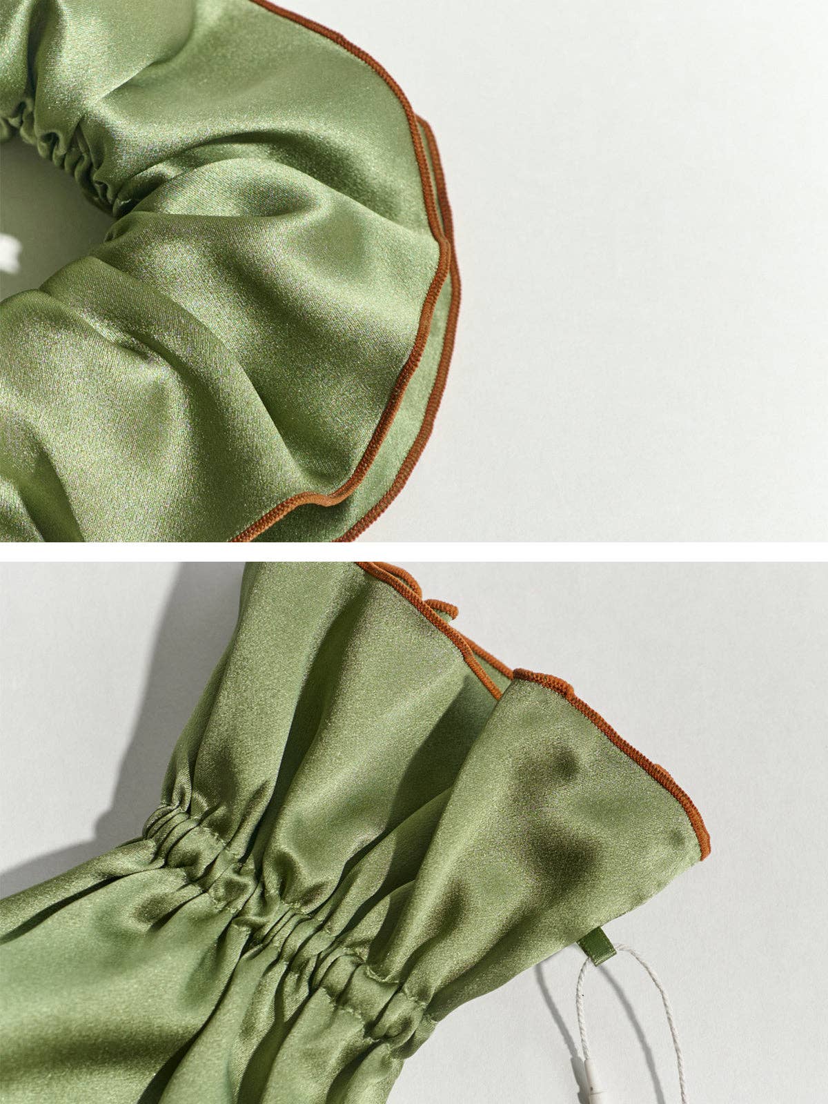 Double-Layer Oversized Silk Scrunchie in Martini Olive by Lost Pattern
