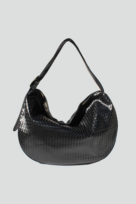 The Naomi Woven Tote in Black