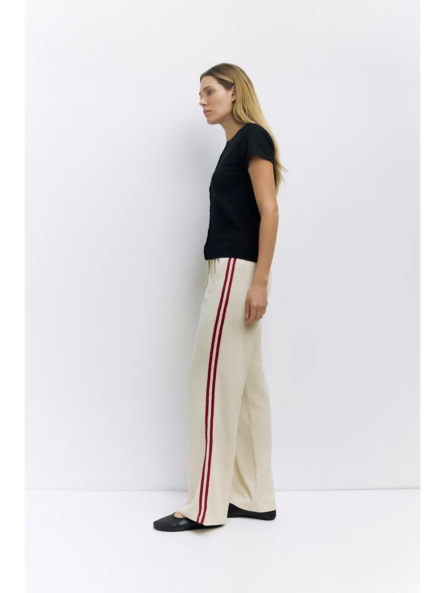 The Enzo Pants in Cream & Red