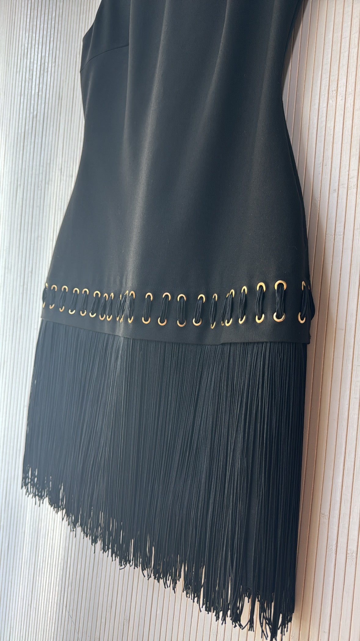 Elizabeth & James Black Fringe Party Dress