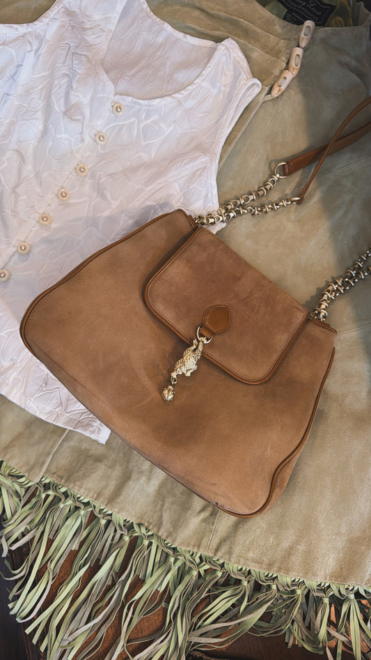 Vintage Kieselstein-Cord Suede Shoulder Bag