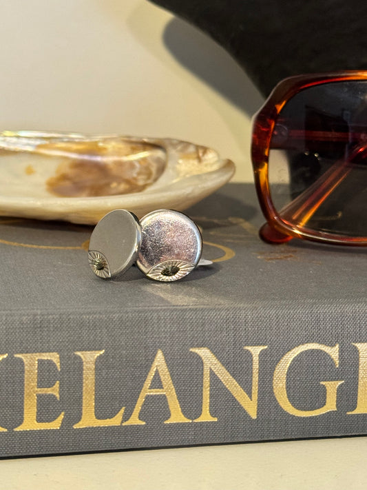 Vintage Silver and Green Gemstone Cuff Links