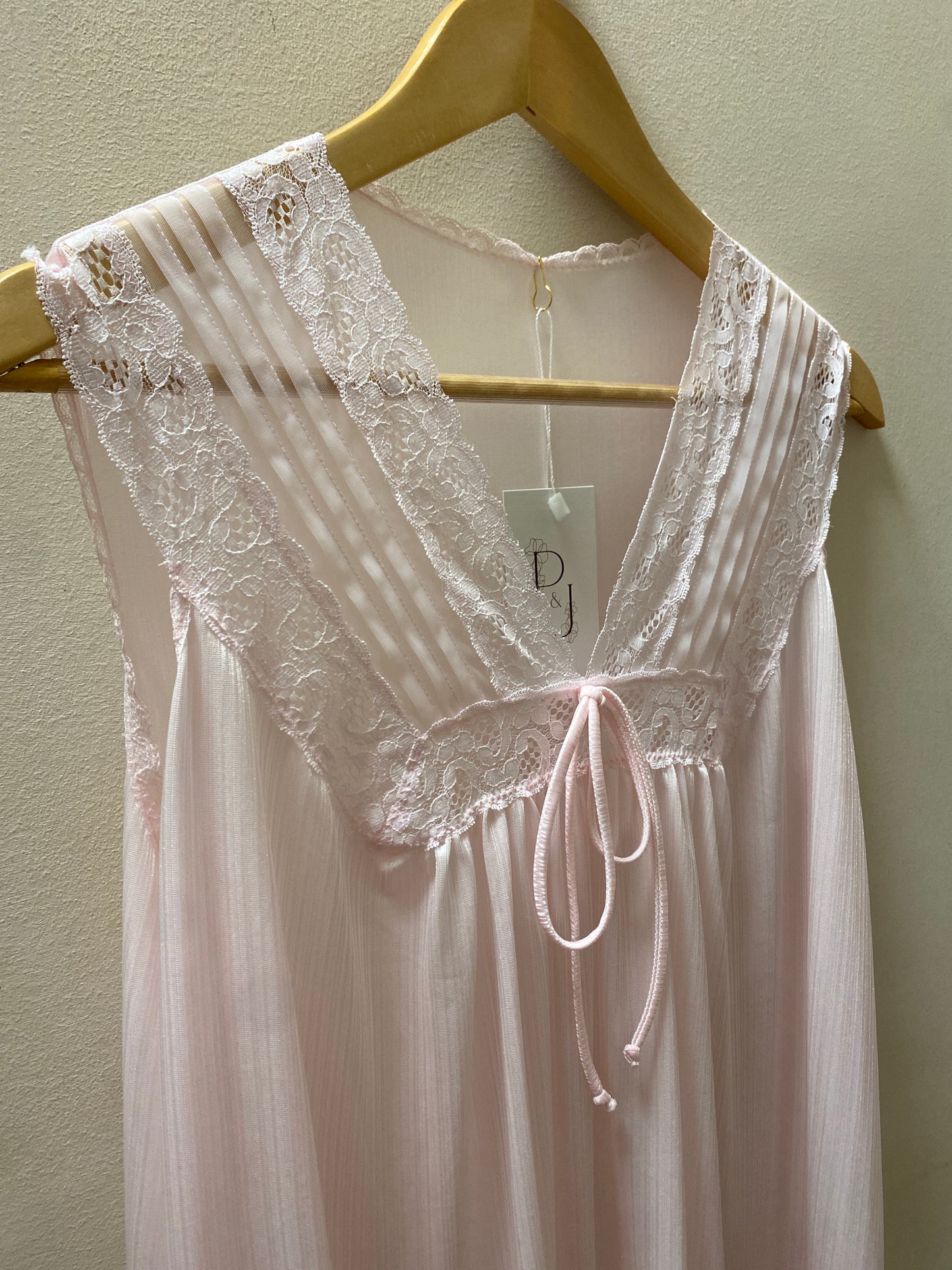 Vintage Baby Pink Lace Maxi Slip Dress