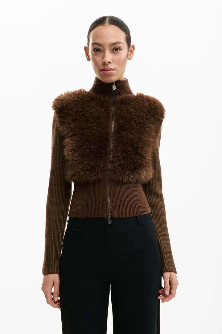 Furry Zip Up by Desigual