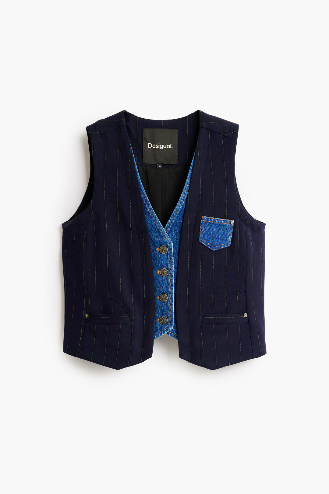 The Pinstripe Denim Vest by Desigual