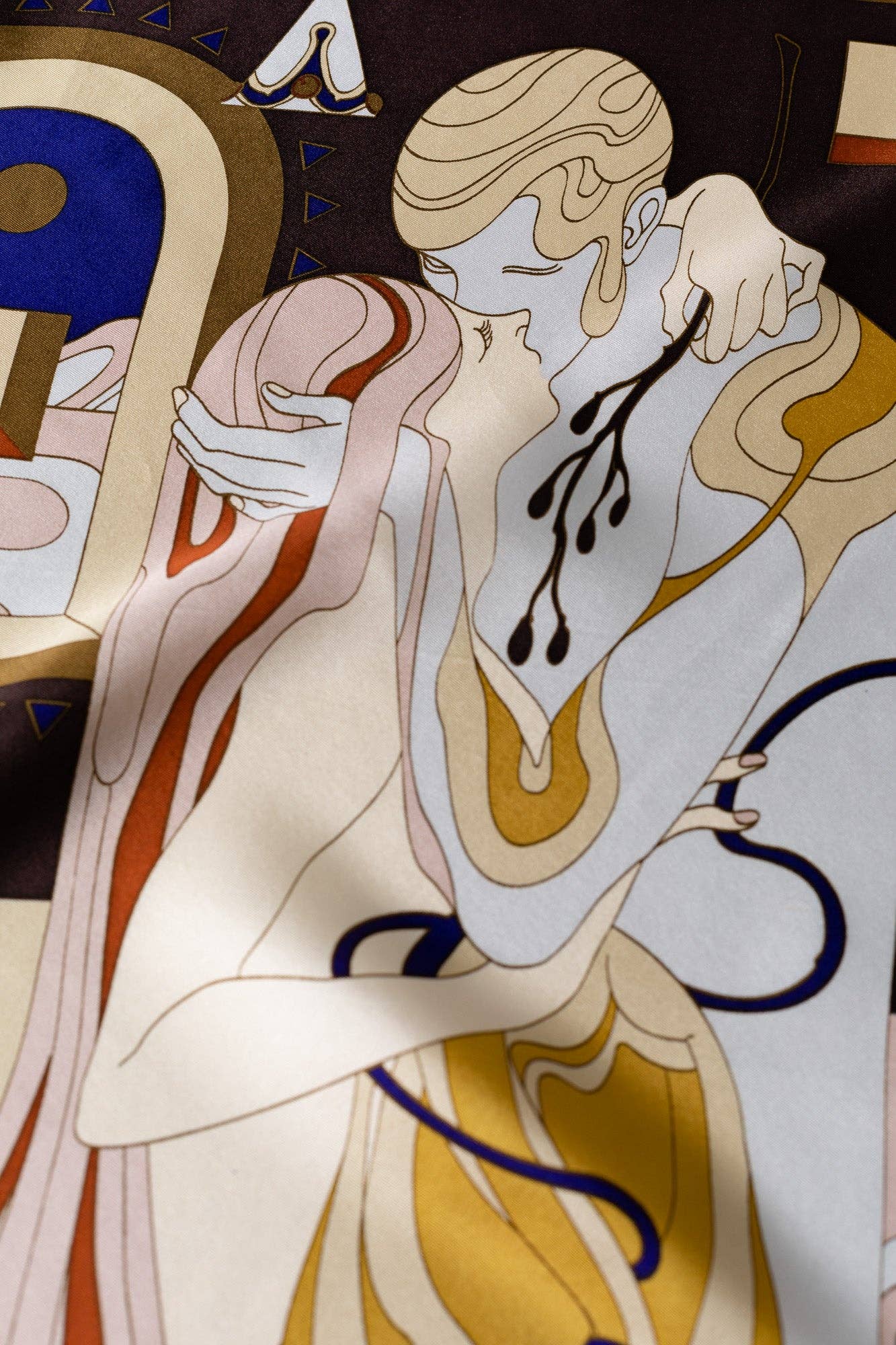 The Kiss Bandana Silk Scarf in Pink & Brown