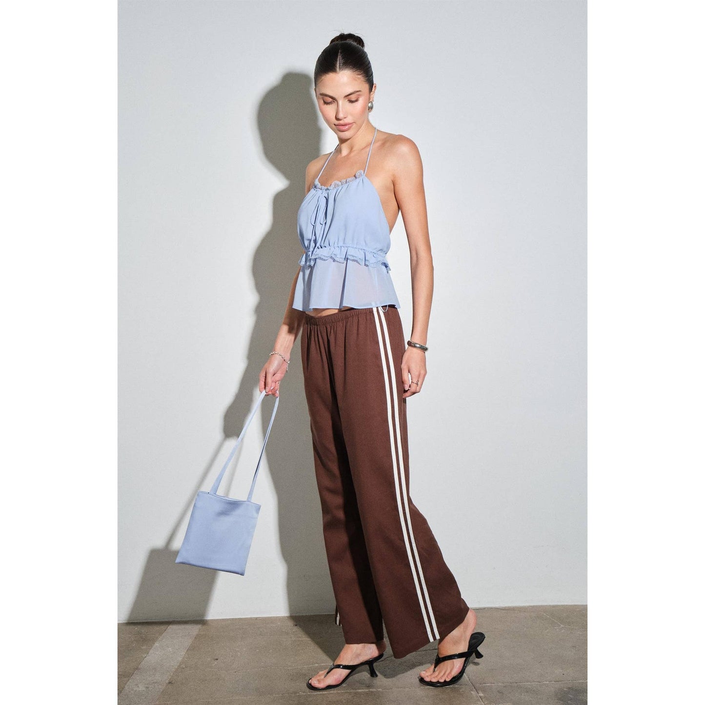 The Seren Chiffon Halter in Powder Blue
