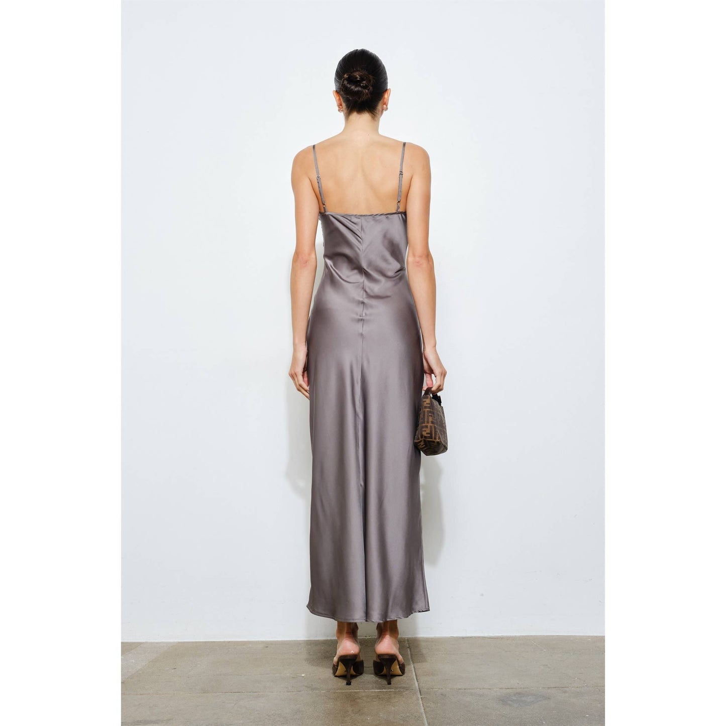 The Clarisse Embroidered Satin Slip Dress