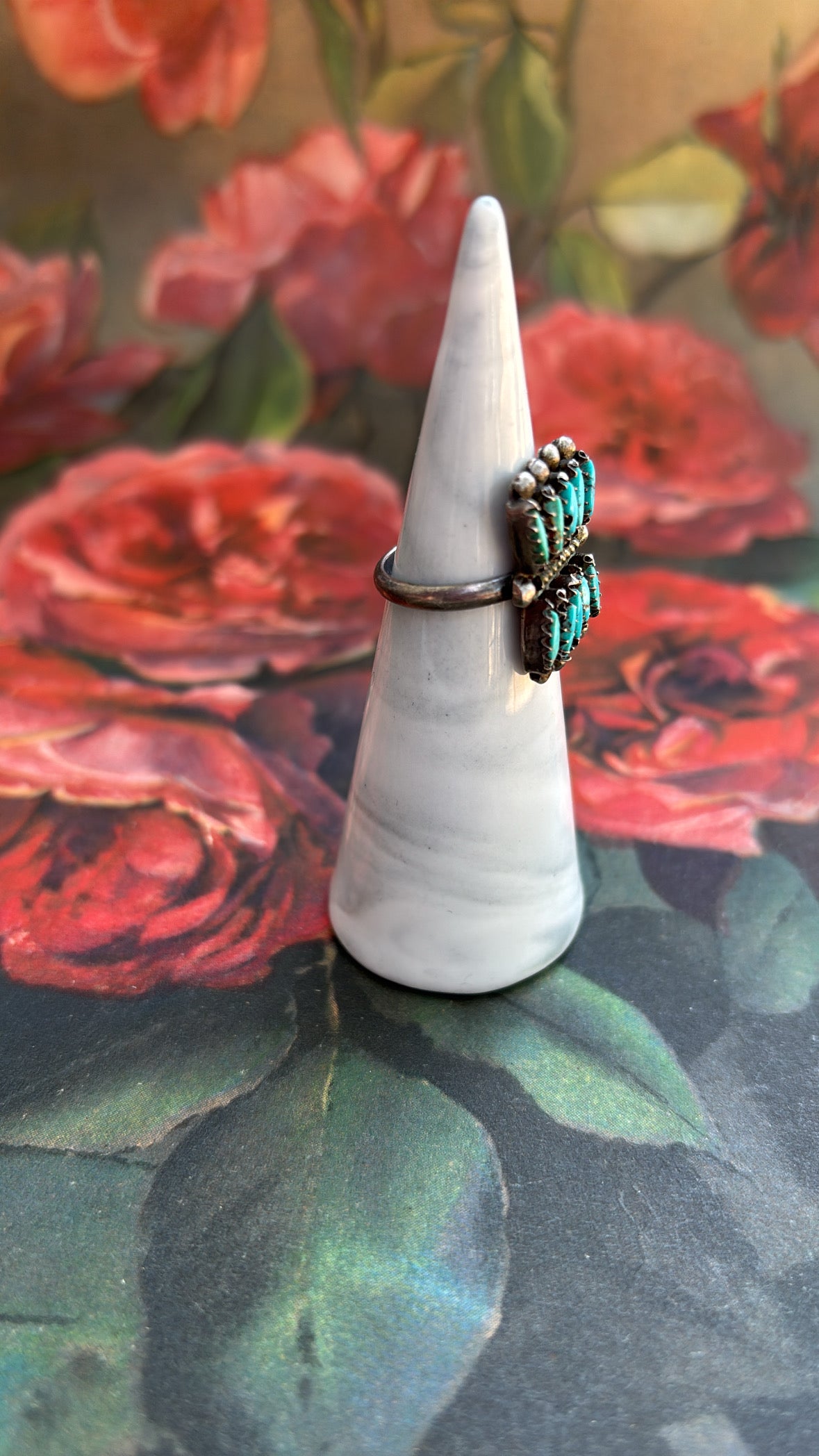 Jill Turquoise Stacked Square Western Mexican Sterling Ring