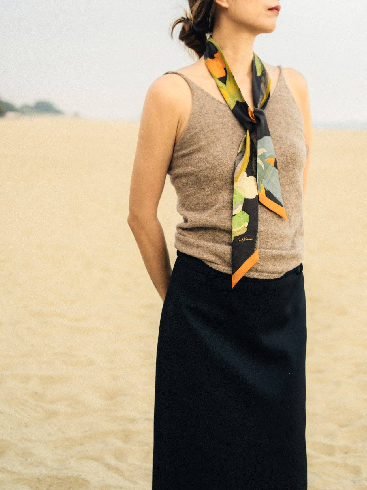 Ethereal Mirage Silk Twill Skinny Scarf