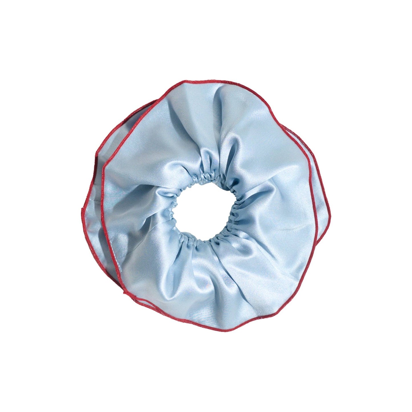 Double-Layer Oversized Silk Scrunchie in Pastel Blue