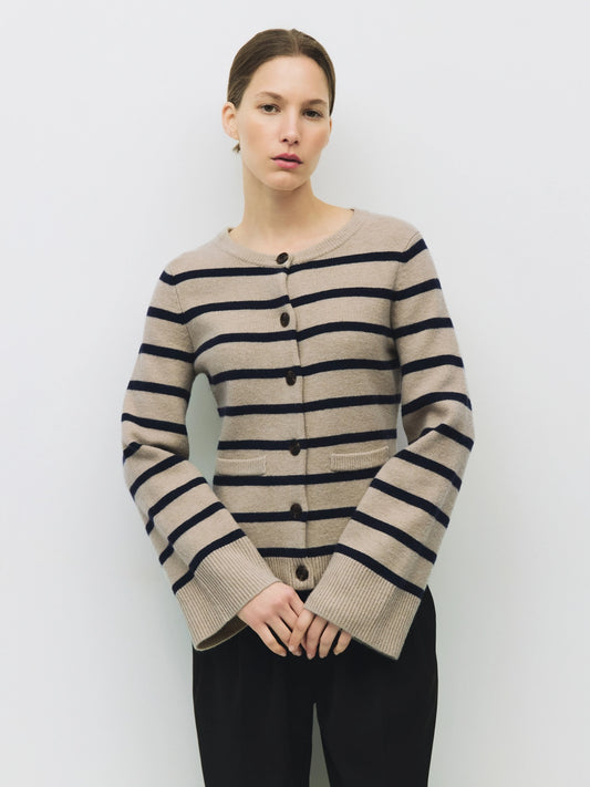 The Cindy Cardigan in Taupe & Navy
