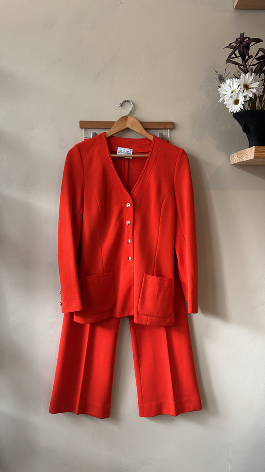 1970's Cherry Red Leisure Suit