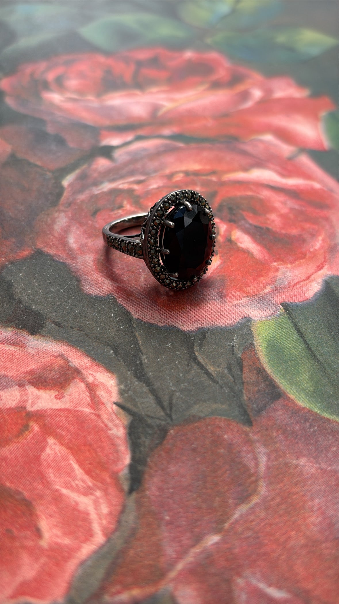 Vintage Black Onyx Deco Cocktail Ring