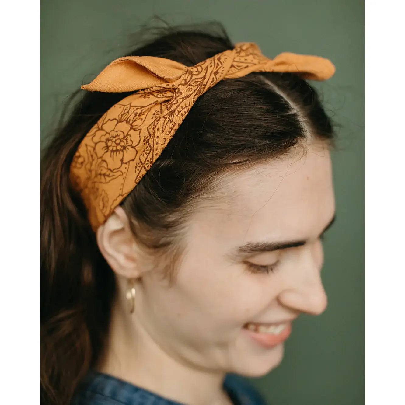 Natural Dye Silk Scarf Bandana in Golden Oak