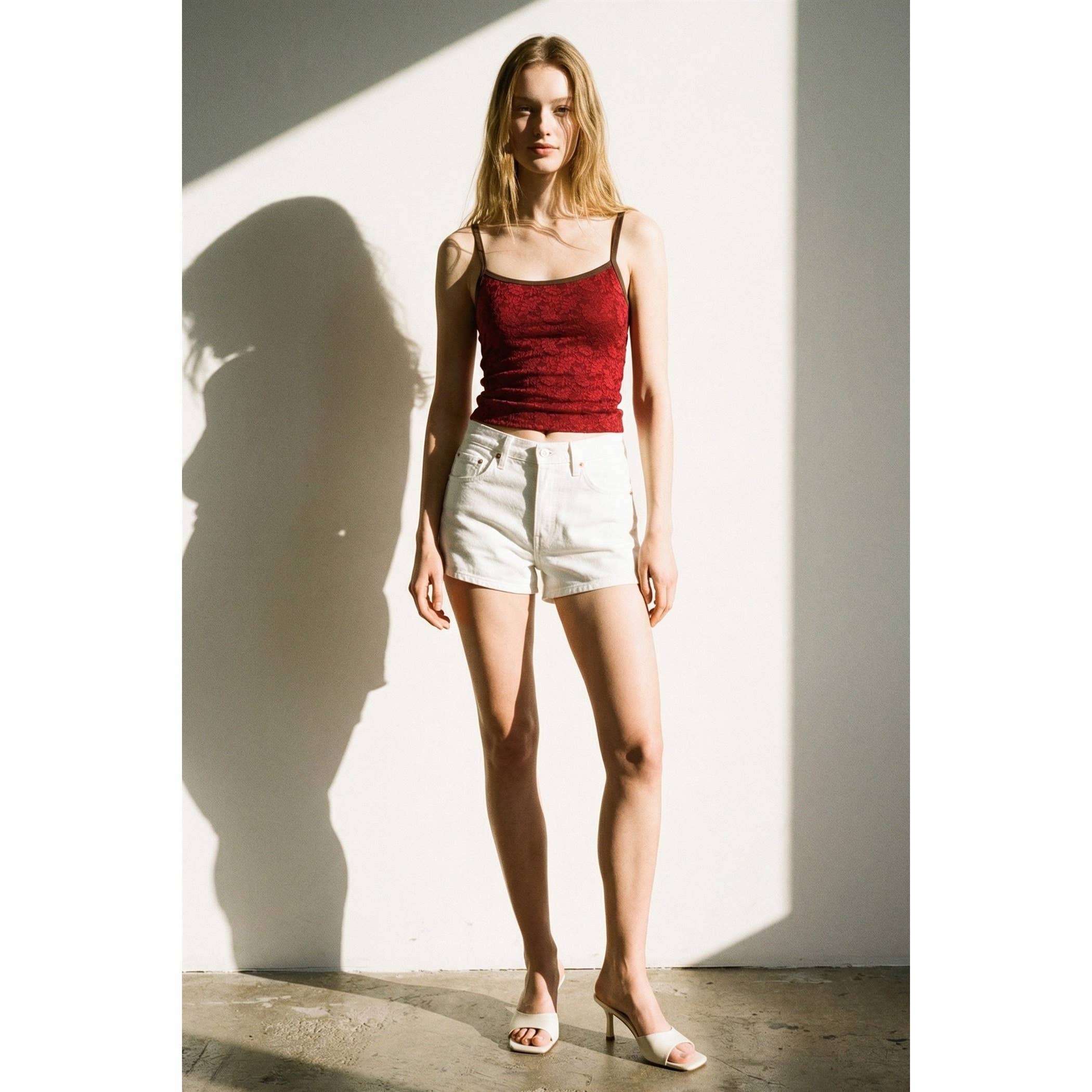 Jacquard Floral Cherry Lace Cami – Petals & Jackets