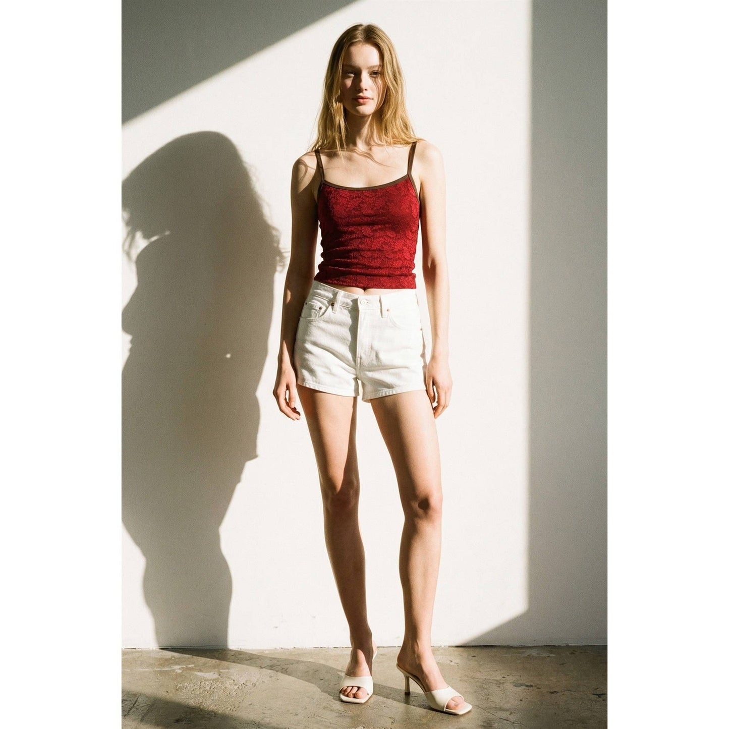Jacquard Floral Cherry Lace Cami