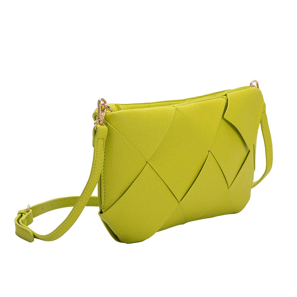 The Connie Lime Vegan Leather Crossbody Bag In Lime
