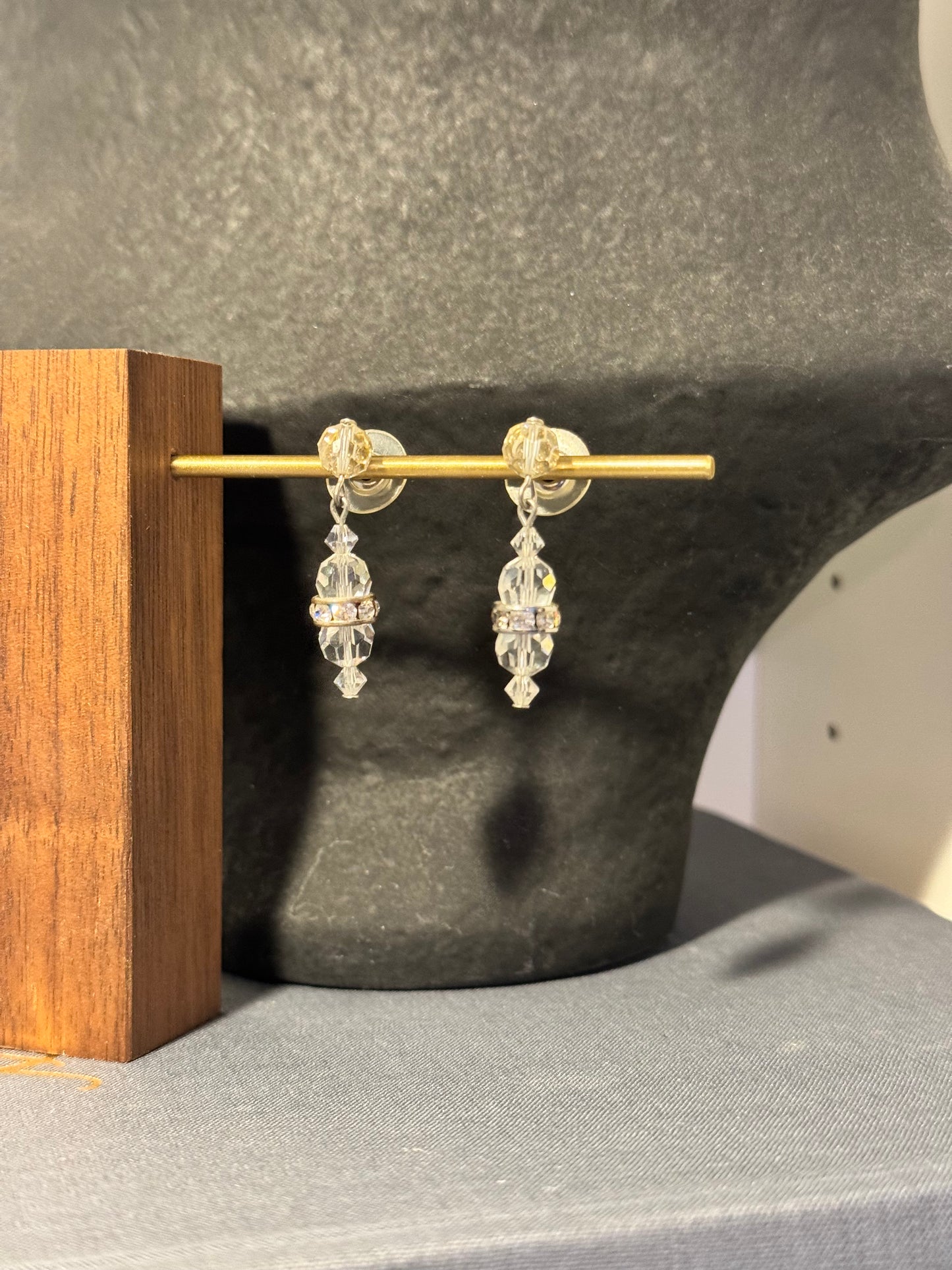 Vintage crystal bead statement earrings