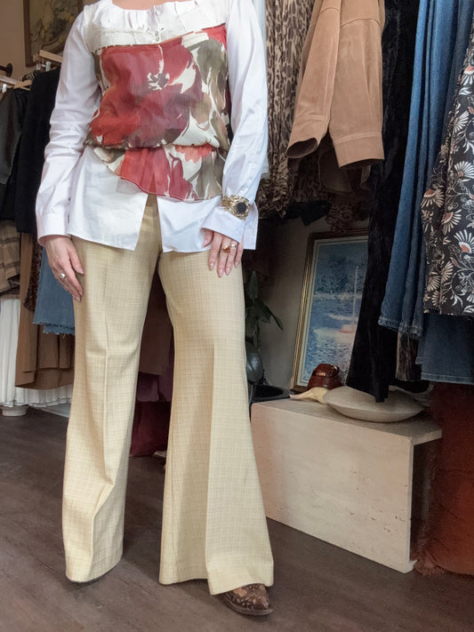 Rare 1970s Mia Checkered True Flare Trousers