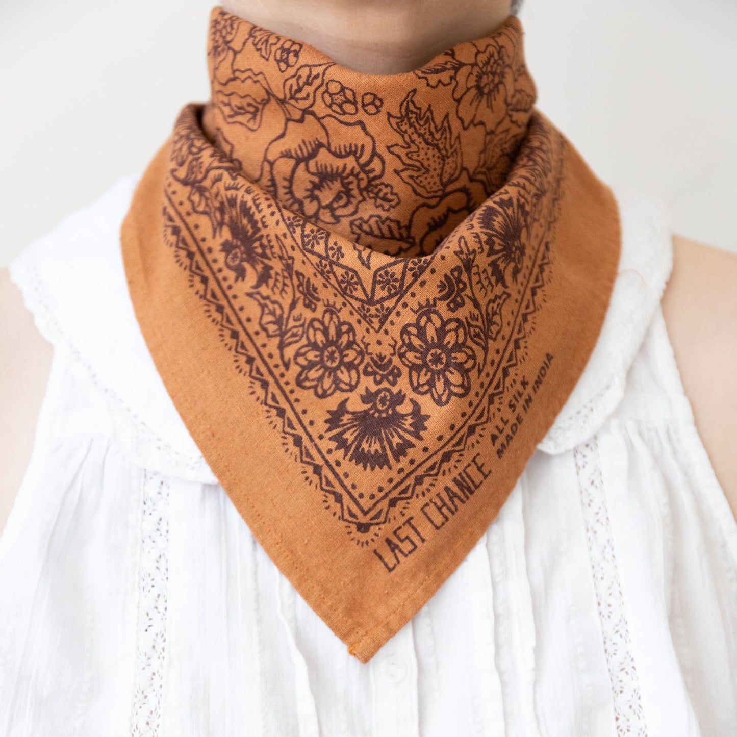 Natural Dye Silk Scarf Bandana in Golden Oak