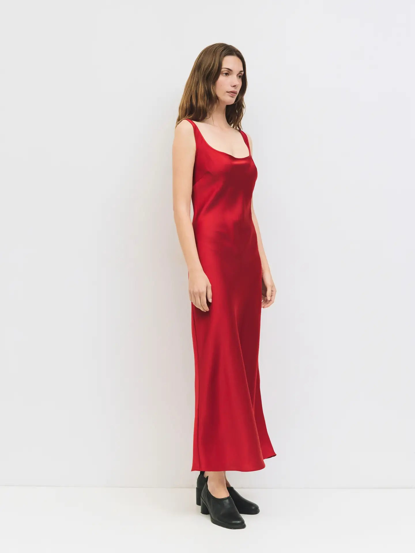 The Saylor Dress Midi Satin Slip Dress