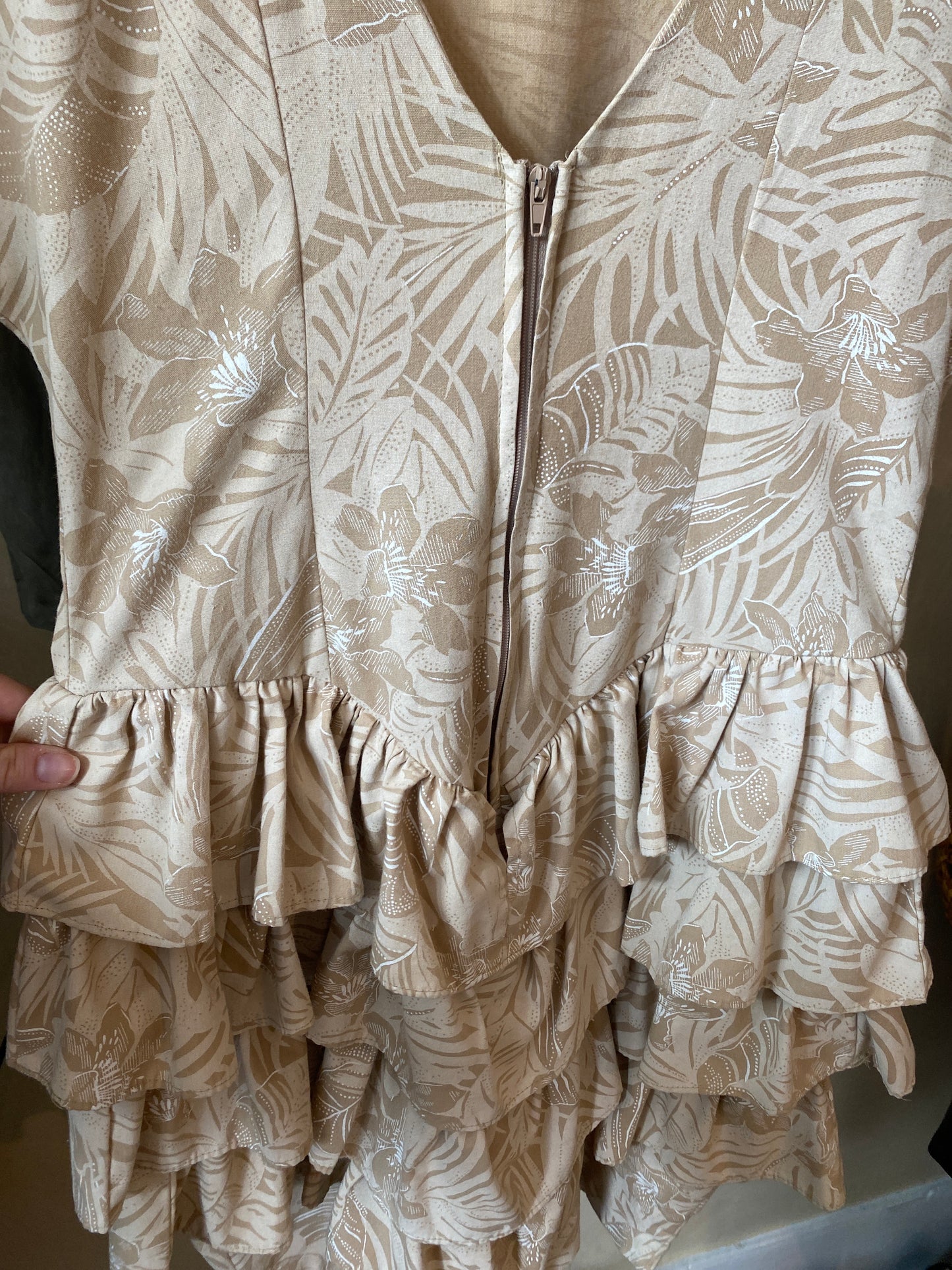 Vintage 1980s Tropical Ruffle Dress
