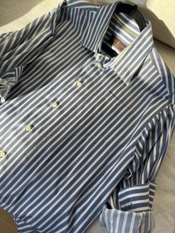 100% Cotton Blue & Yellow Pinstripe Oxford Button Down