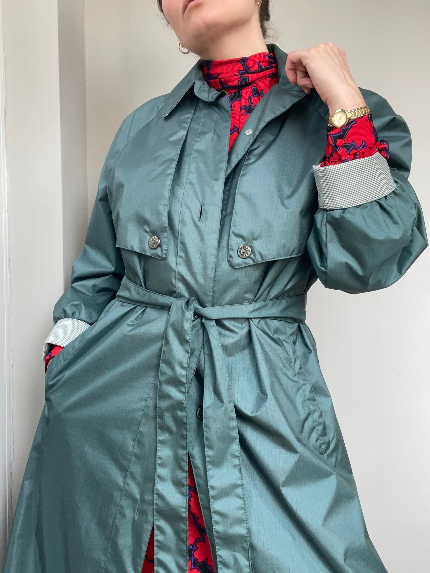 Vintage 1970s Green Trench