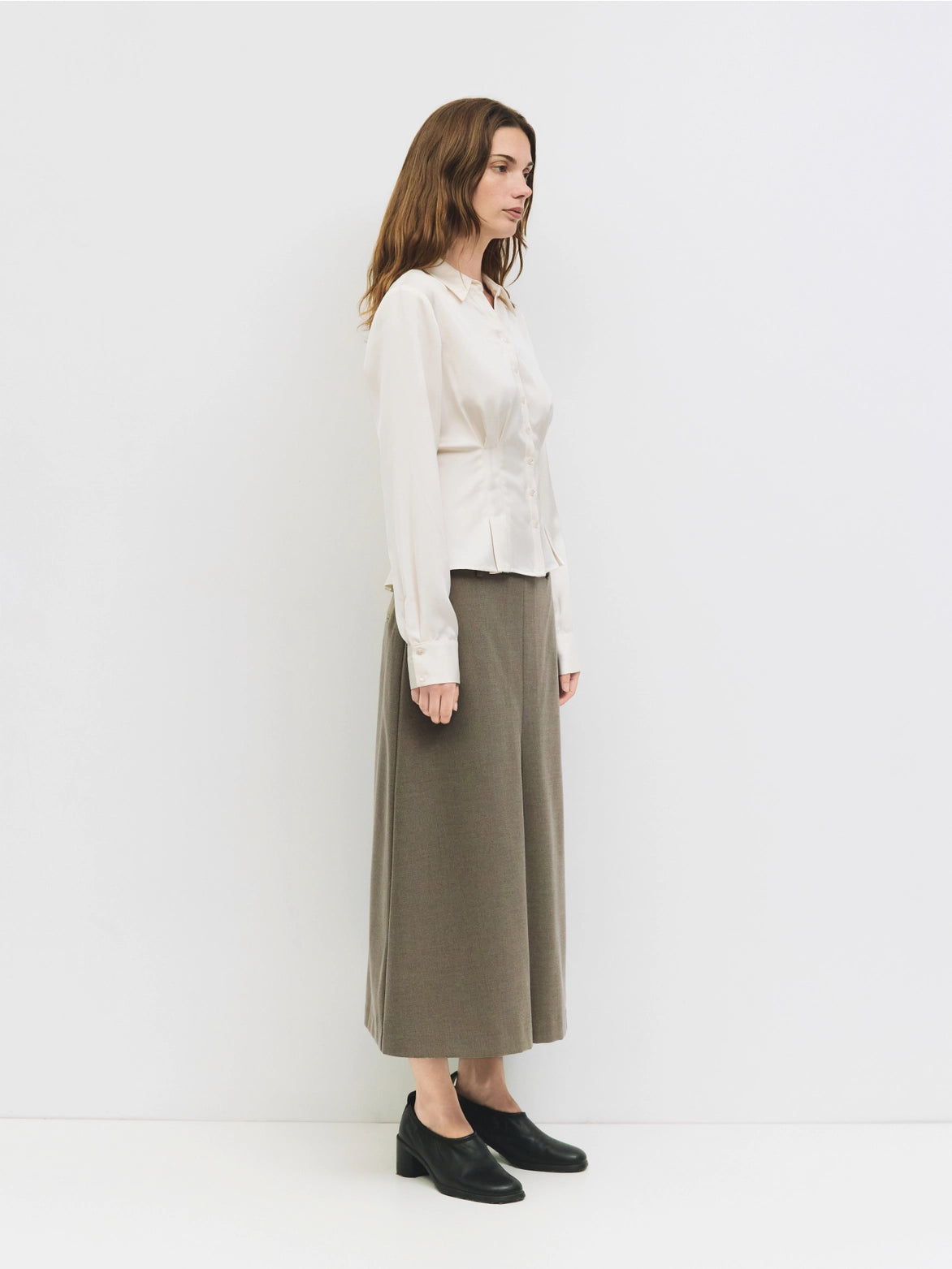 The Rina Satin Button-Up Blouse