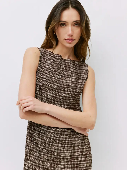 The Sabrina Dress in Crinkle Brown